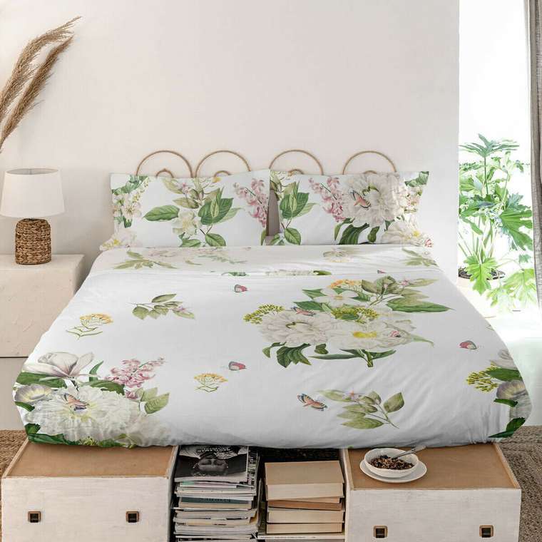 Простынь верхняя Azahara 240x270 бело-зеленого цвета 