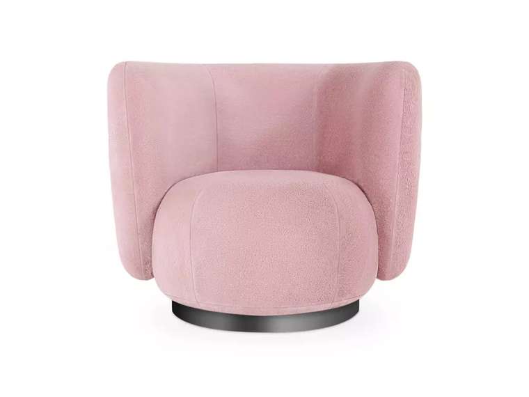 Кресло Lucca розового цвета с черным основанием