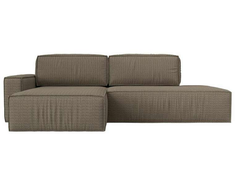 Угловой диван-кровать Прага модерн бежево-коричневого цвета левый угол