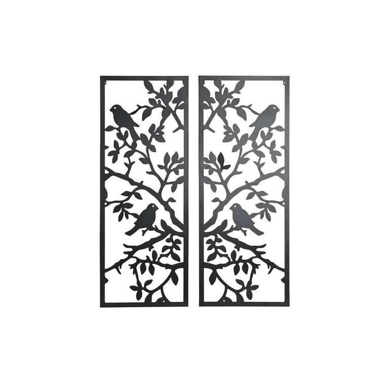 Настенный декор (2 Предметы) Металл птицы Shabby Chic (35 x 1,3 x 91 )