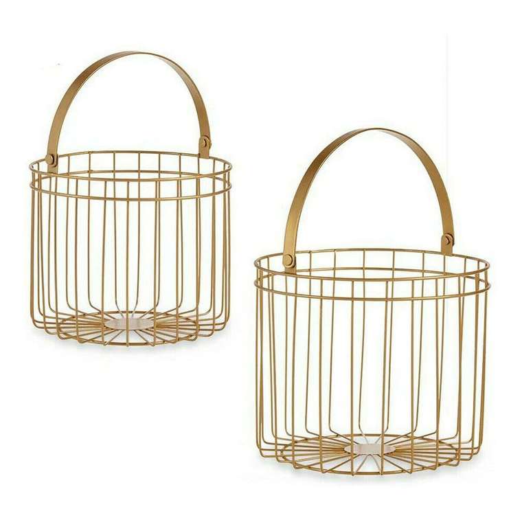 Корзина Позолоченный Металл 25 x 35 x 25  цилиндрически (2 pcs)