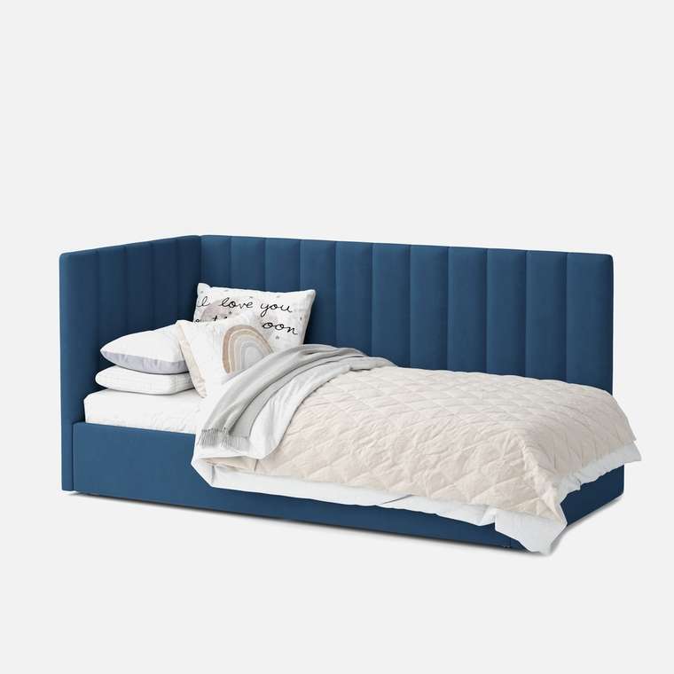 Кровать Меркурий-3 80х190 синего цвета с подъемным механизмом