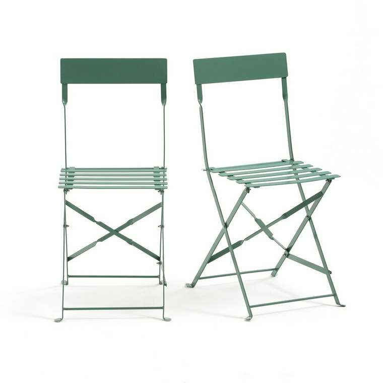 Комплект из двух складных стульев из металла Ozevan зеленого цвета
