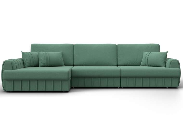 Угловой диван-кровать Лига-057 L Лонг зеленого цвета левый