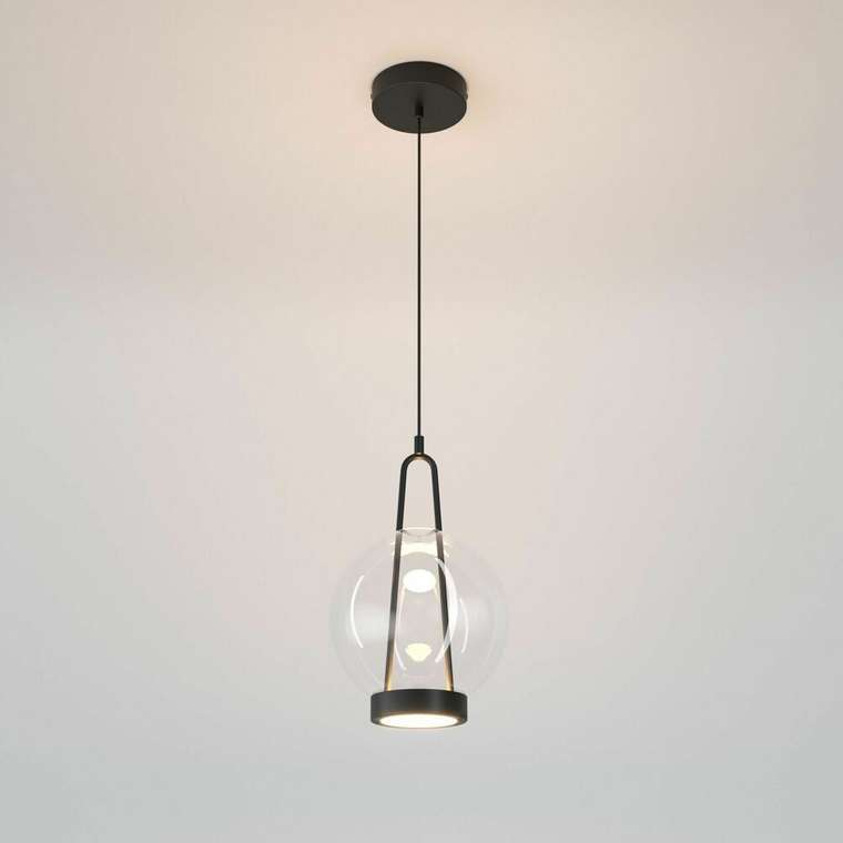 Подвесной светодиодный светильник со стеклянным плафоном 50267/1 LED черный Frasco
