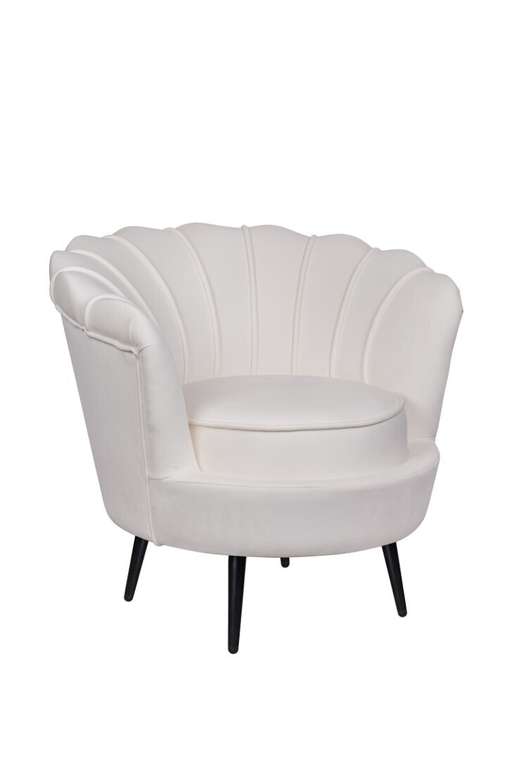 Кресло ракушка Pearl кремового цвета на черных ножках