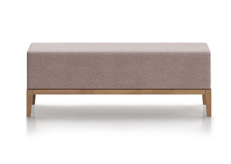 Банкетка Fjord 120 пыльно-розого цвета с бежевым основанием  