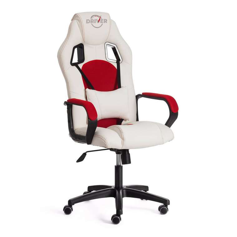 Игровое кресло Driver бело-красного цвета
