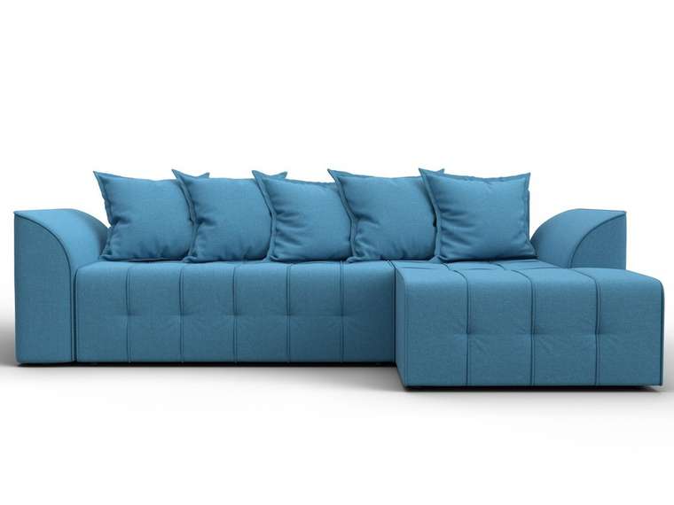 Угловой диван-кровать Лига-113 голубого цвета правый