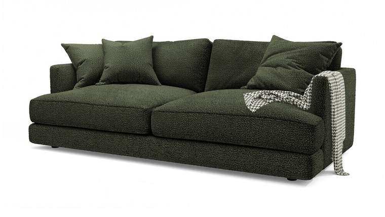 Прямой диван-кровать Ибица темно-зеленого цвета