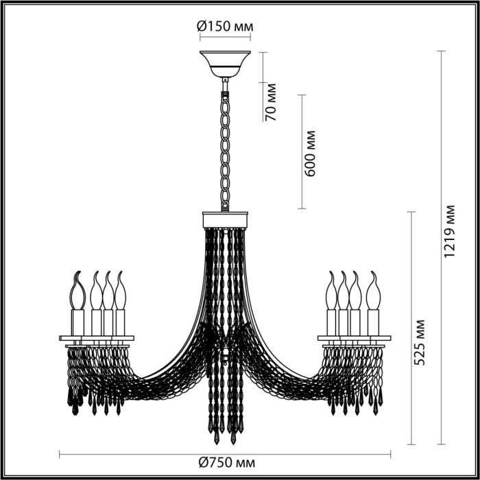 Подвесная люстра Odeon Light Capel 5063/8 золото/прозрачный/металл/хрусталь E14 8*40W подсвечник с подвесками