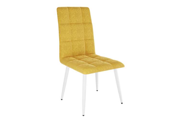 Набор из четырех стульев Турин 2 желтого цвета с белыми ножками