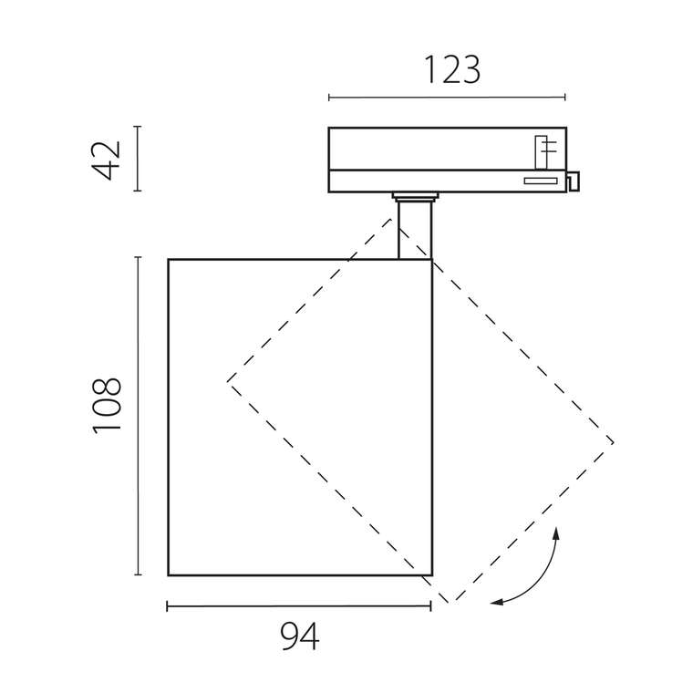 Светильник ALTA BASE для трековой системы Quattro LED 35W 3176LM 24G ЧЕРНЫЙ 3000K с адаптером (215437 + 594047)