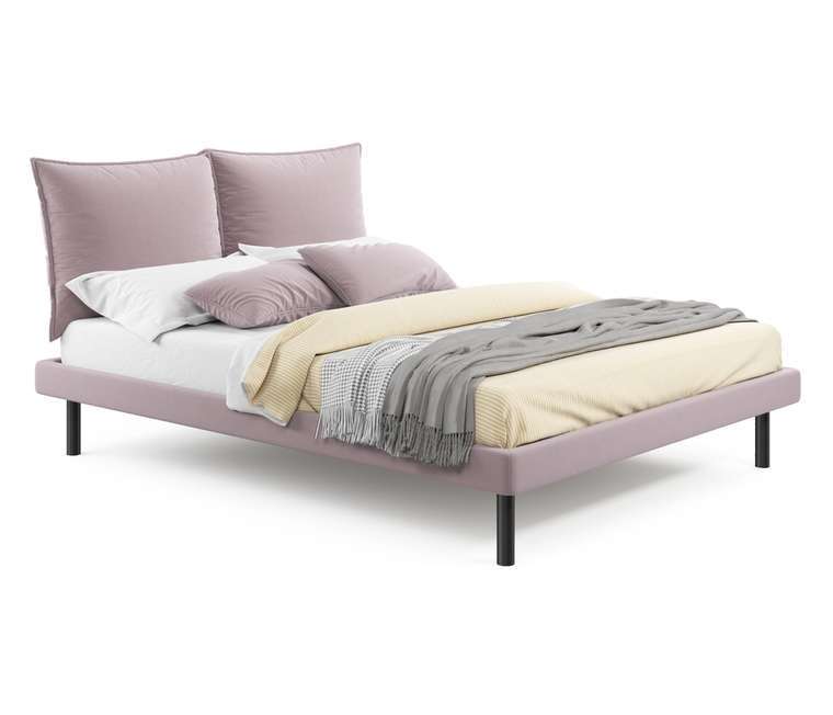 Кровать Fly 160х200 лилового цвета с ортопедическим основанием и матрасом Basic soft white