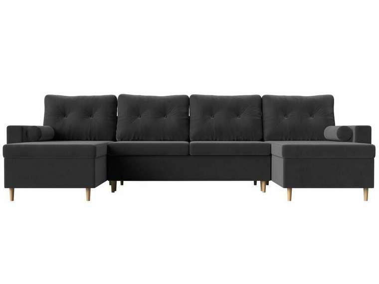 Угловой диван-кровать Белфаст серого цвета (тик-так) 