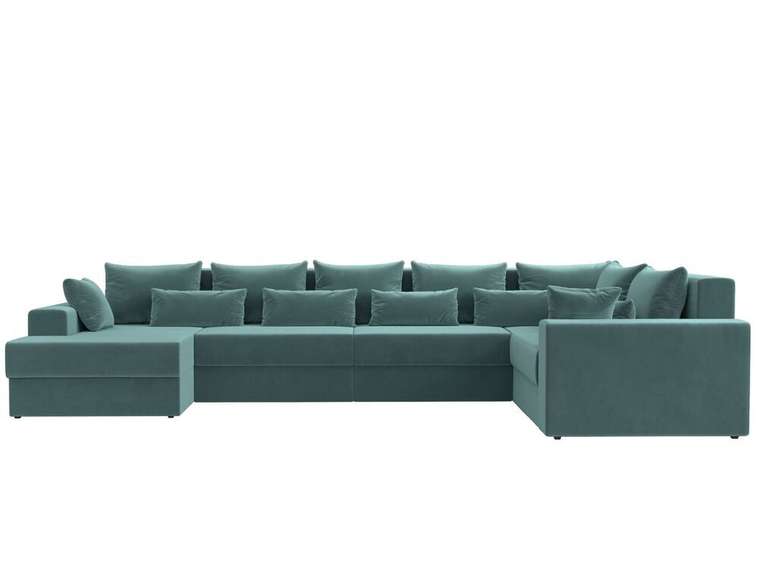 Угловой диван-кровать Майами бирюзового цвета левый угол