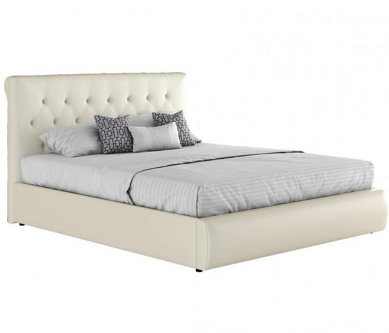 Кровать Амели 160х200 с подъемным механизмом и матрасом белого цвета