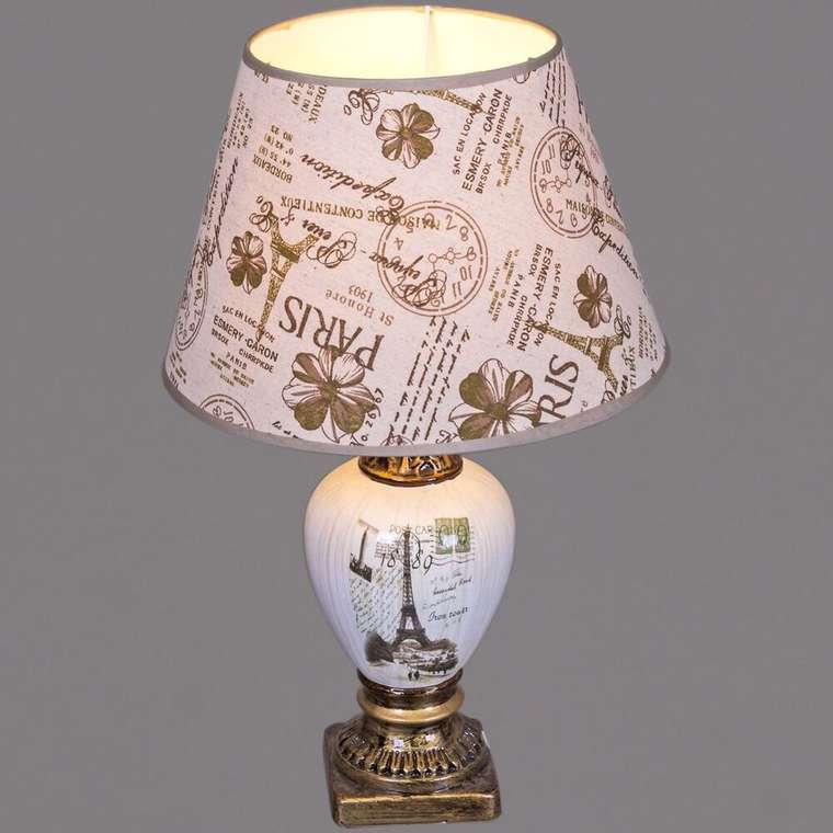 Настольная лампа 61091-0.7-01(610915-0.7-01) (ткань, цвет бежевый)