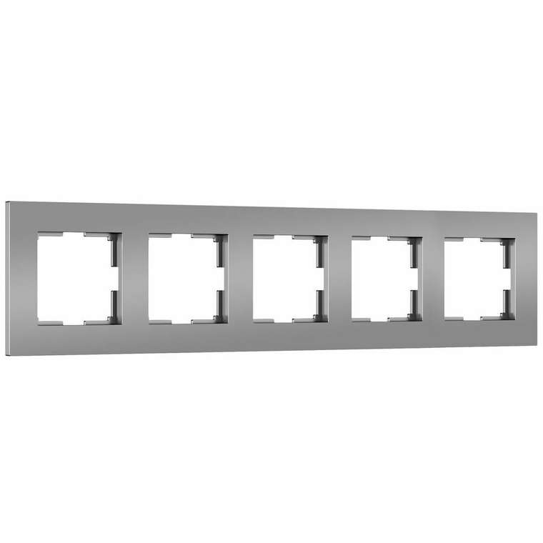 Рамка на 5 постов Slab (серебро софт) W0052965 Slab серебро софт