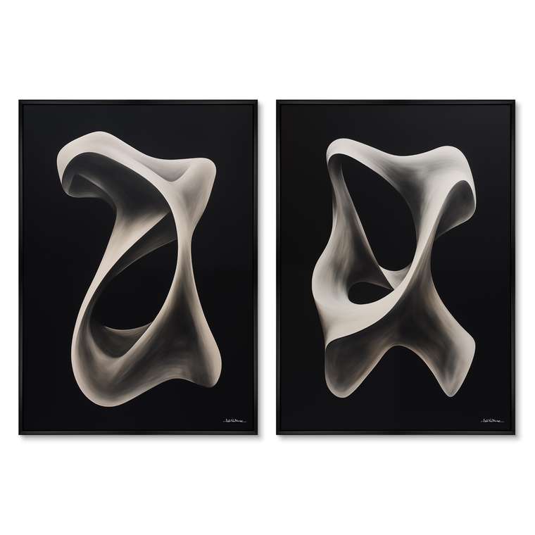 Набор из двух репродукций картин Streamlined shapes, 2024г.