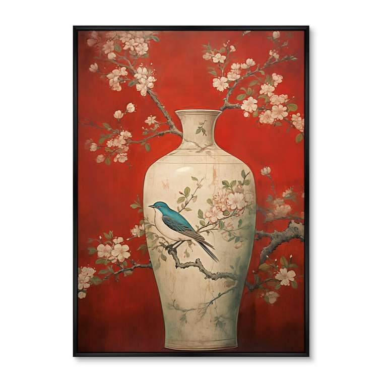Репродукция картины China porcelain vase, red palette, No 2, 2024г.
