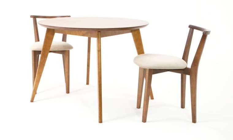 Обеденная группа Сканди D100 бежево-коричневого цвета