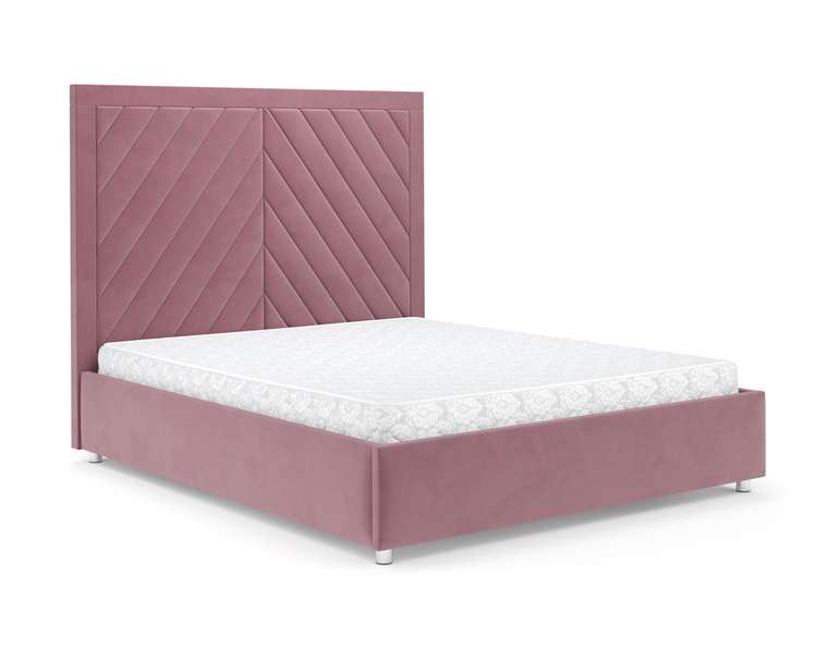 Кровать Мишель 140х190 пудрового цвета с подъемным механизмом (велюр) 