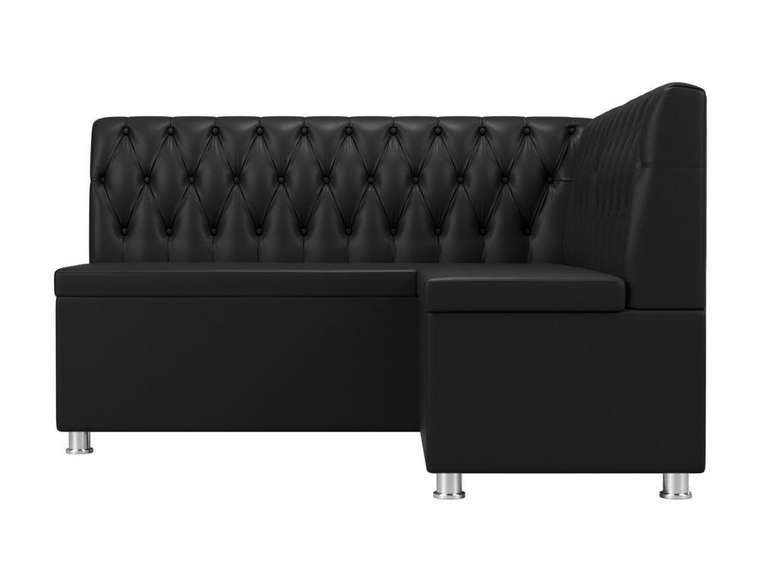 Кухонный угловой диван Мирта черного цвета (экокожа) правый угол