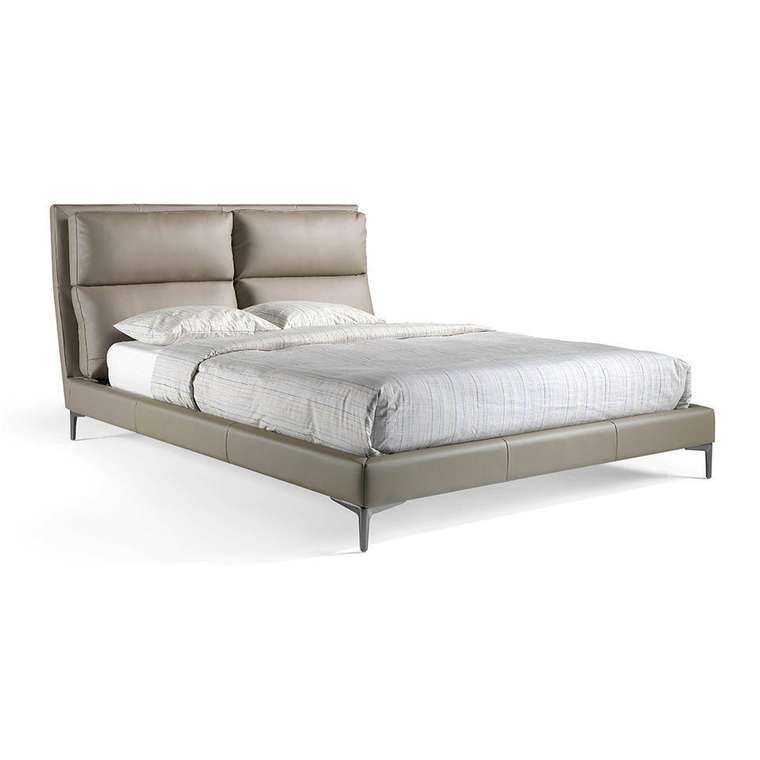 Кровать с мягким изголовьем коричневого цвета 160x200
