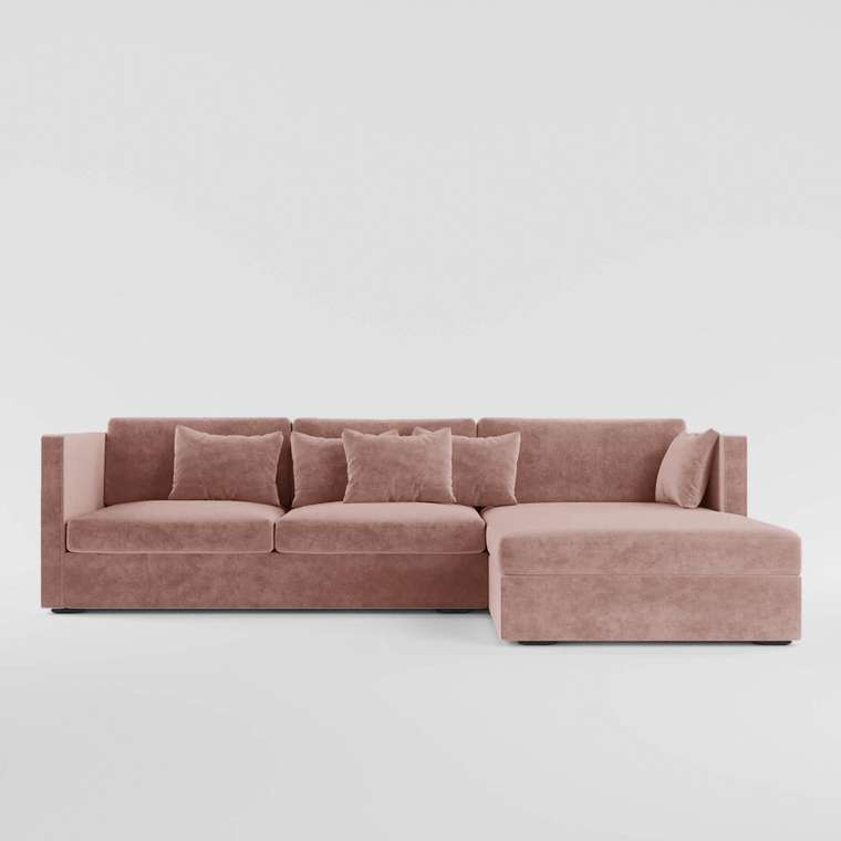 Угловой диван-кровать Larsen коричнево-кораллового цвета