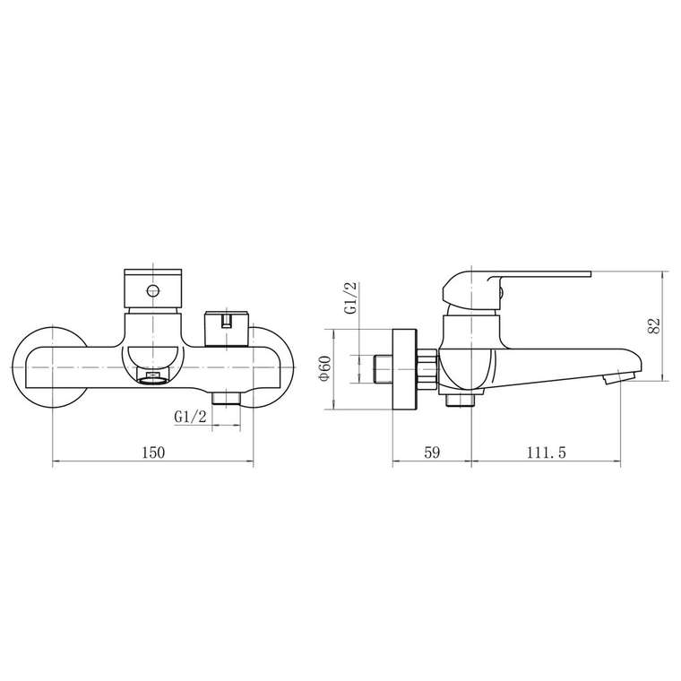Смеситель для ванны Plstart PD32082, хром
