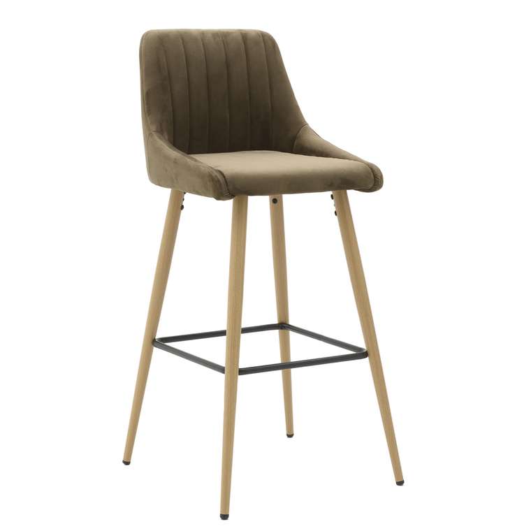 Барный стул из хлопка на деревянных ножках