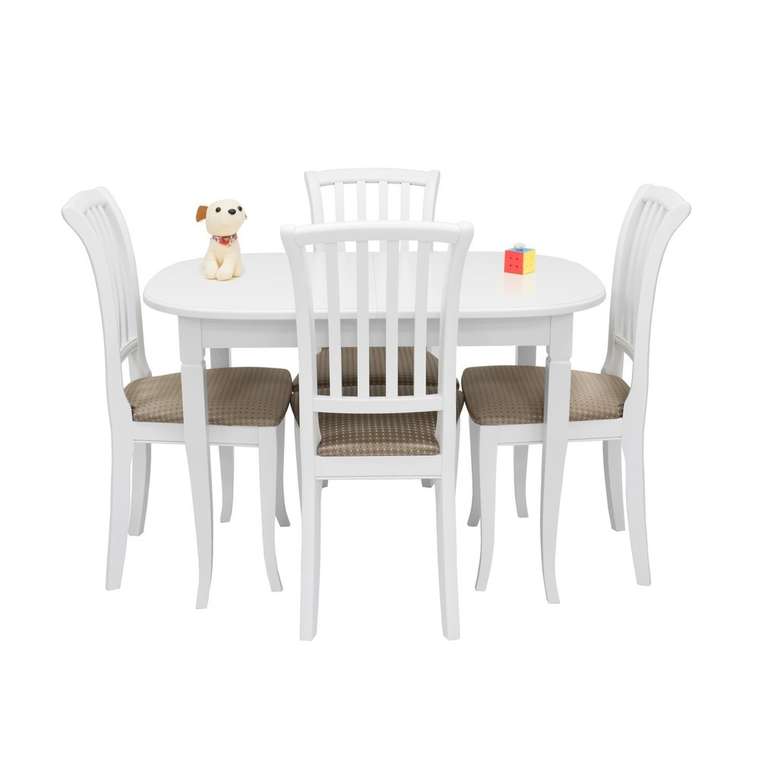 Набор мебели для кухни из стола Аризона и стульев Остин белого цвета