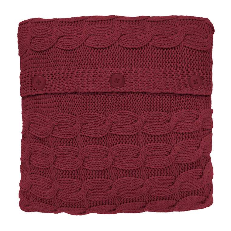 Чехол на подушку вязаный с пуговицами Nordvic красного цвета