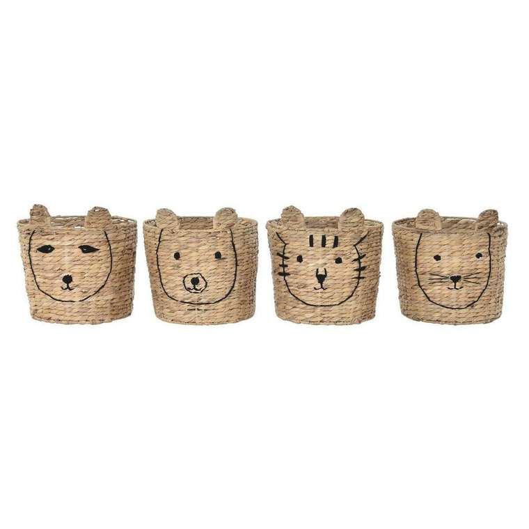 Корзина DKD Home Decor Тропический Животные тростник (35 x 35 x 35 cm) (4 штук)