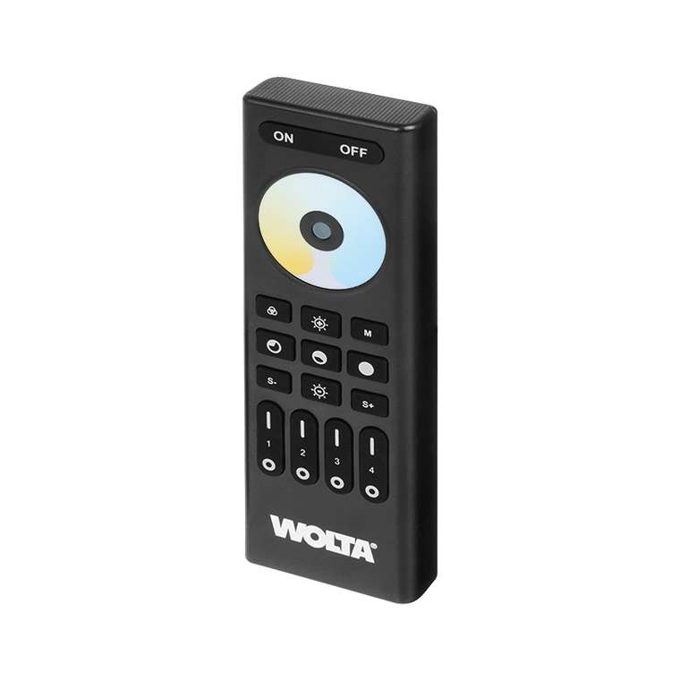 Пульт Wolta SMART WRC-03/BK для лент MONO, CCT, 4 зоны IP20 2,4ГГц черный