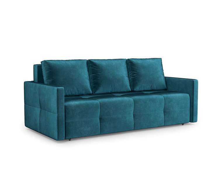 Прямой диван-кровать Марсель 2 сине-зеленого цвета