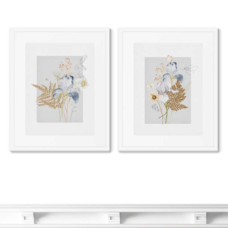 Набор из 2-х репродукций картин в раме Floral set in pale shades, No7