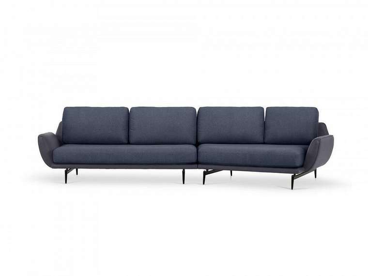 Угловой диван правый Ispani сине-серого цвета