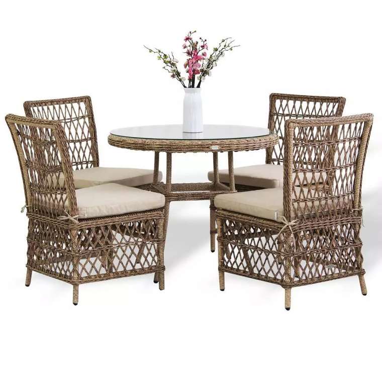 Обеденная группа Гайс коричнево-бежевого цвета