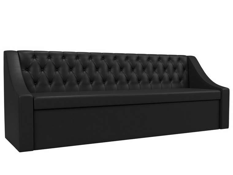 Кухонный прямой диван-кровать Мерлин черного цвета (экокожа)