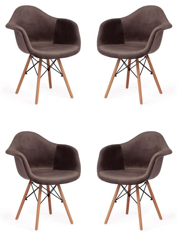 Комплект из четырех стульев Cindy коричневого цвета
