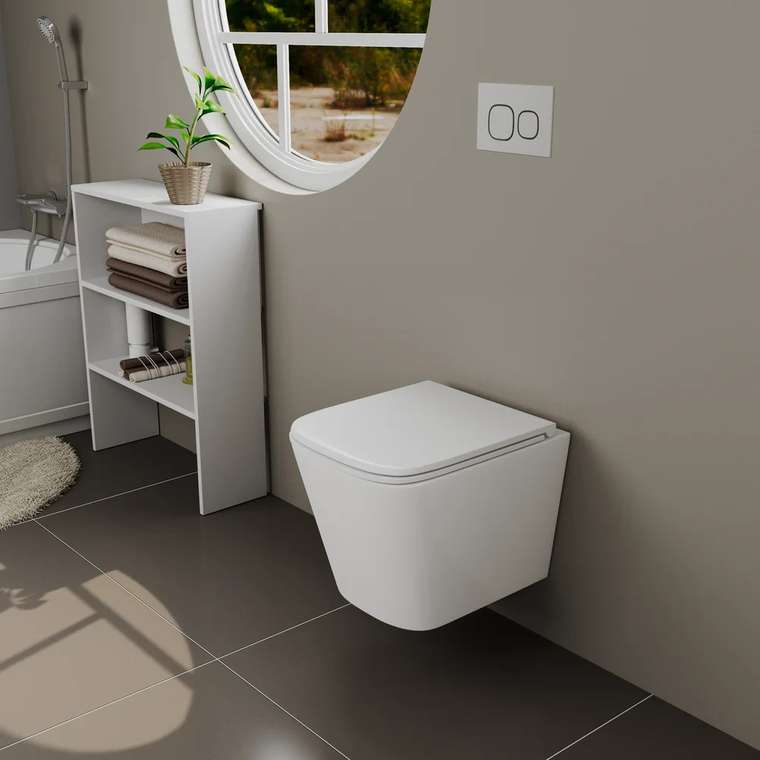 Унитаз подвесной Damp;K Berlin белый, безободковый, с микролифтом, слив торнадо
