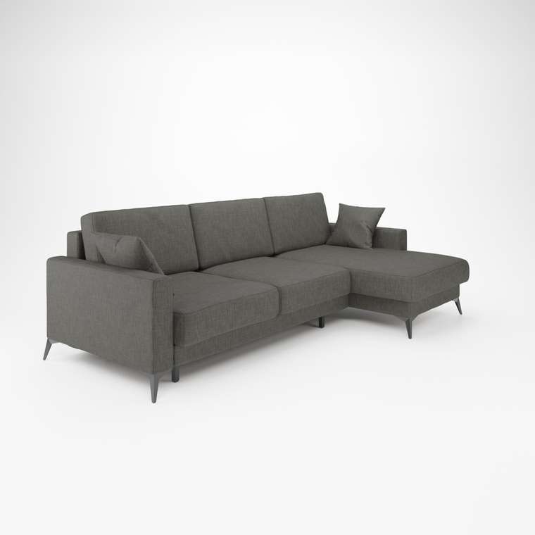 Угловой диван-кровать Наоми 2 темно-серого цвета правый 