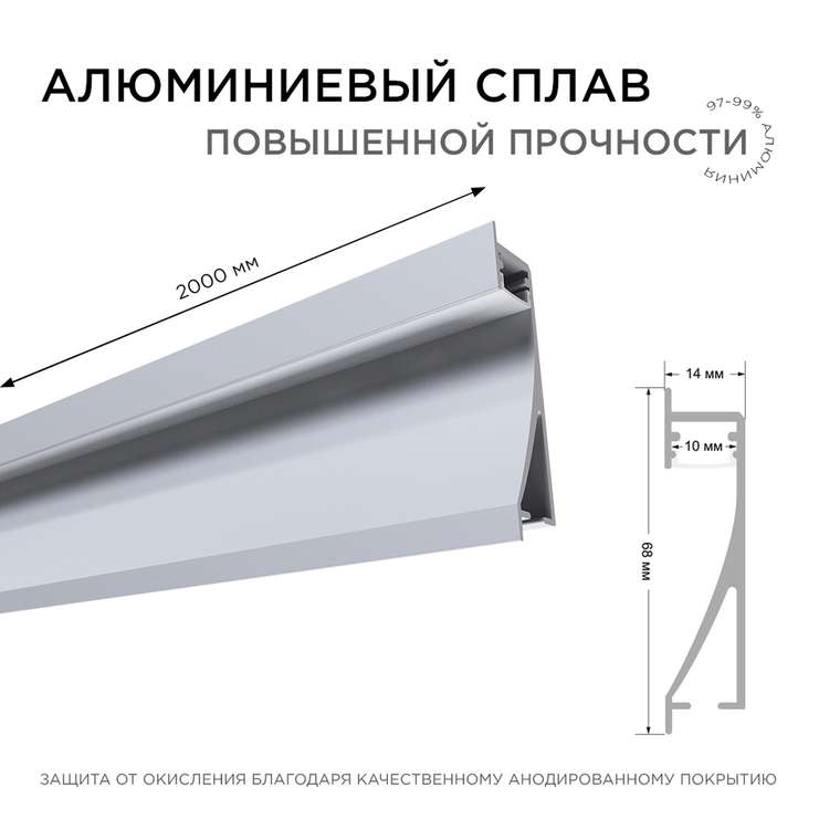 Профиль для ленты 08-42 (алюминий, цвет серебро)