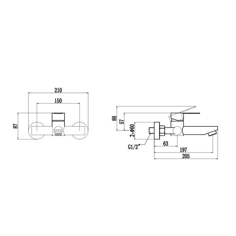 Смеситель для ванны Fmark FS8202Q, графит