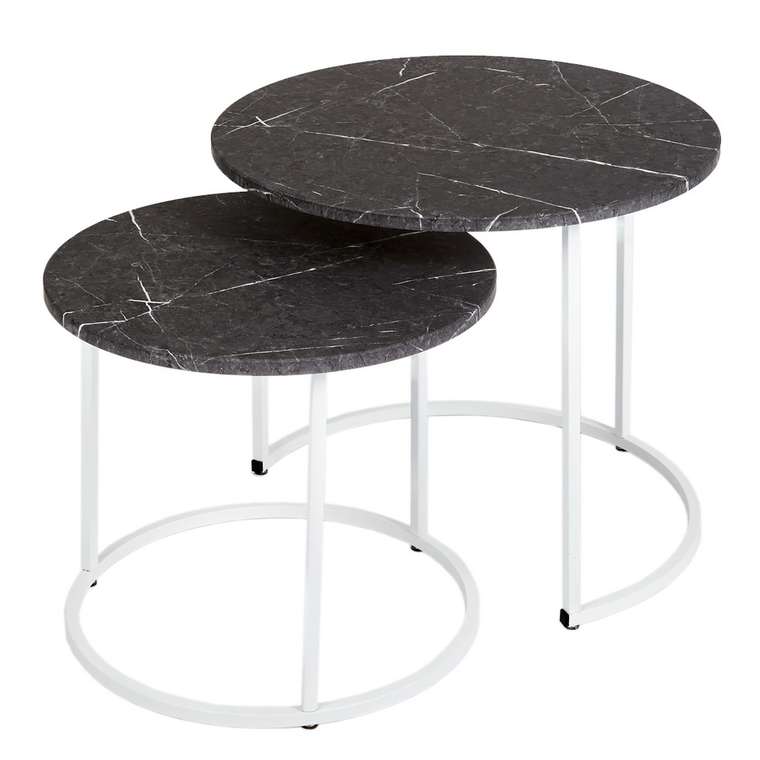 Набор из двух журнальных столиков МеталлАрт М001 черно-белого цвета