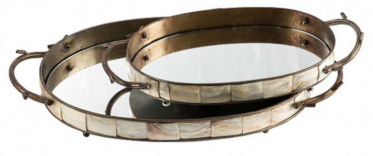Набор из подносов "Noelle oval tray with mirror"