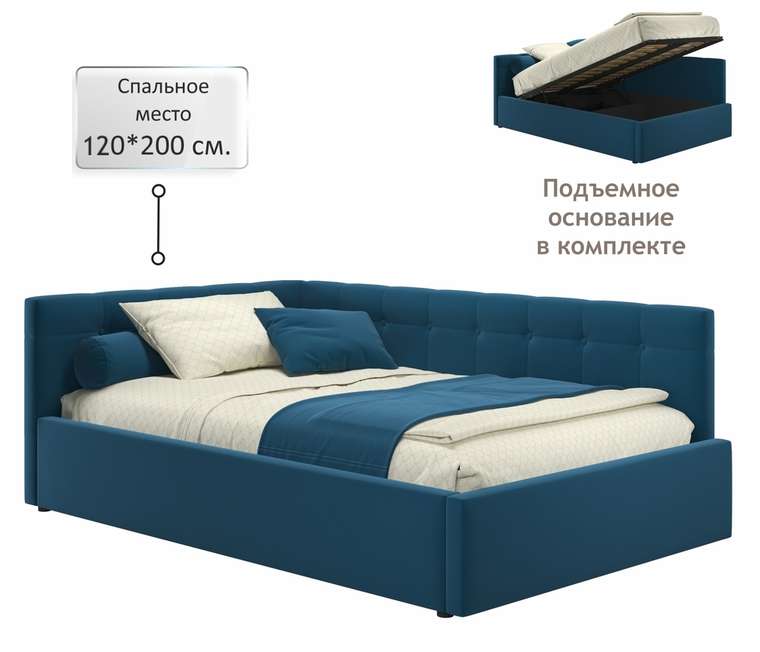 Кровать-тахта Bonna 120х200 синего цвета c подъемным механизмом