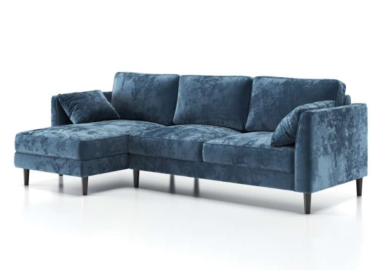 Угловой диван-кровать Грейс с оттоманкой синего цвета